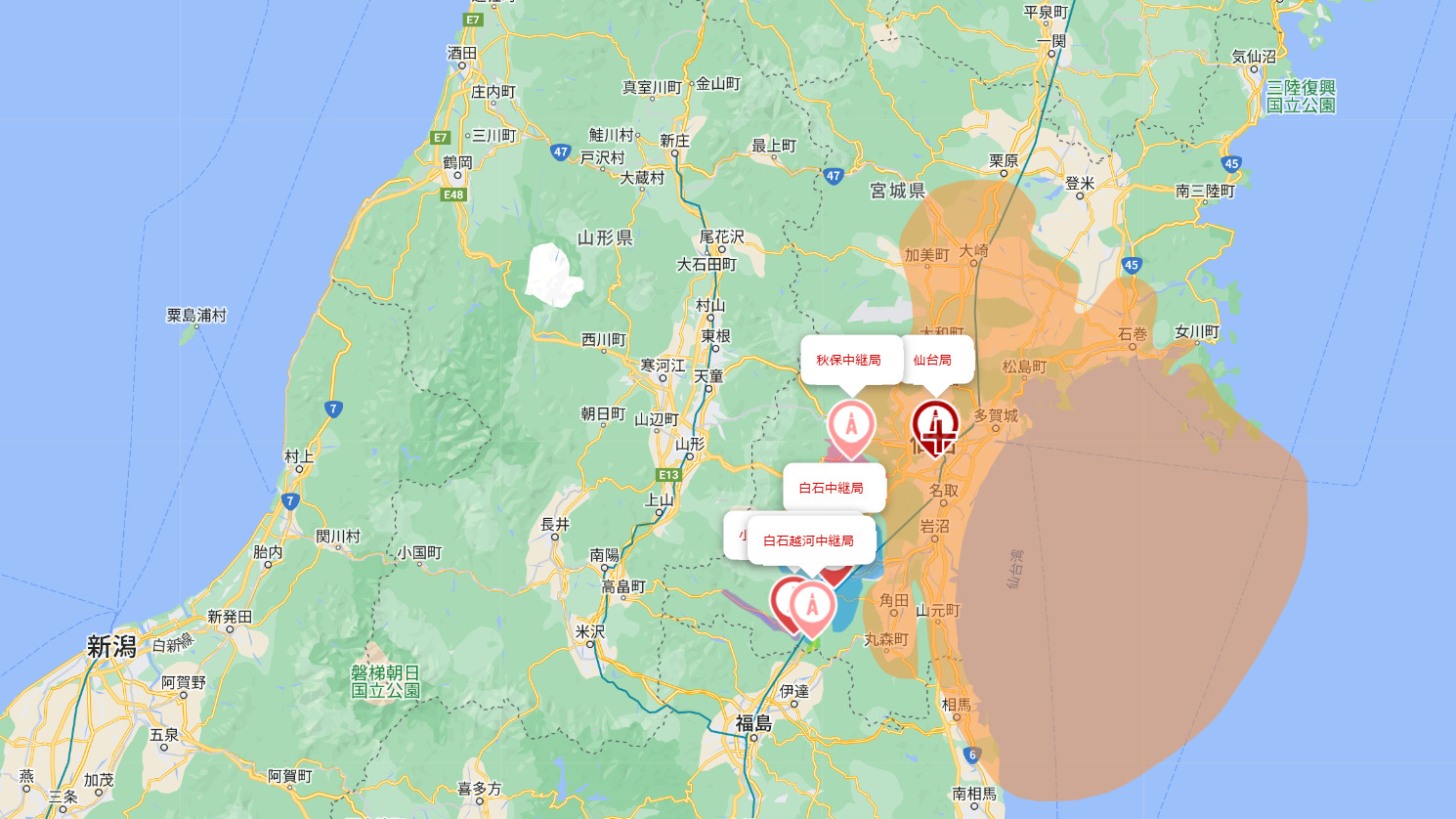 宮城県の地デジ電波受信状況